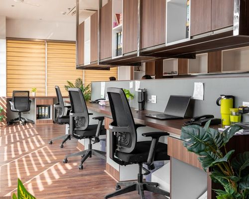 Ergonomic workplace with soft lighting